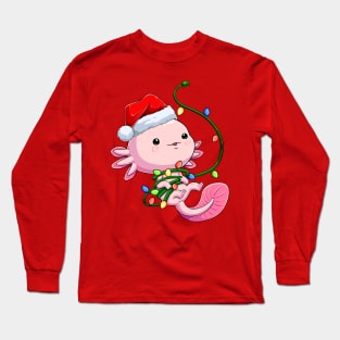 Santa Axolotl Tangled in Festive Cheer Long Sleeve T-Shirt